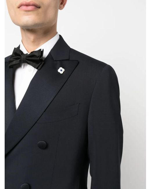Lardini Blue Double-Breasted Wool Suit for men