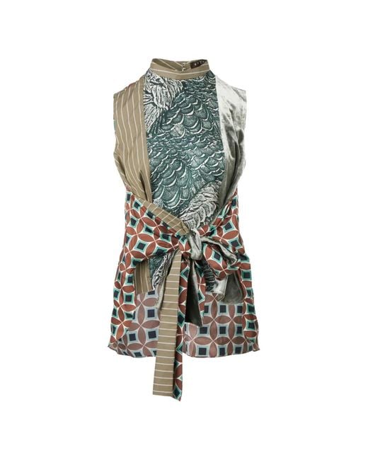 Biyan Green Geometric-Pattern Top
