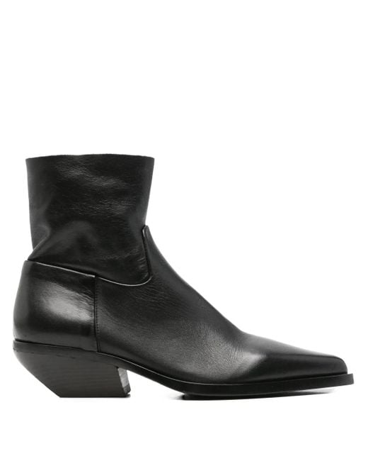 Elena Iachi Black Pointed-Toe Ankle Boots