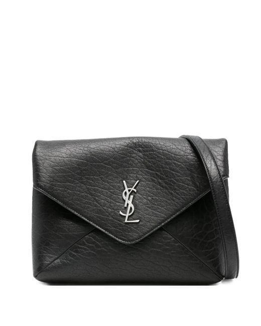 Saint Laurent Black Logo-Plaque Envelope Shoulder Bag for men