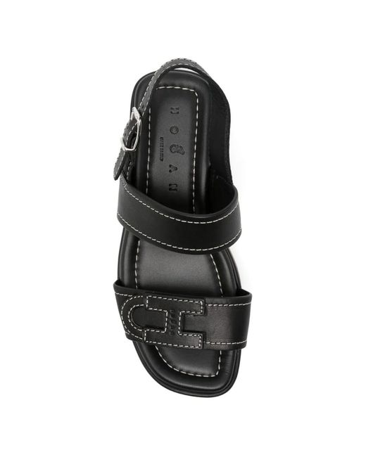 Hogan Black Logo-Detail Sandals