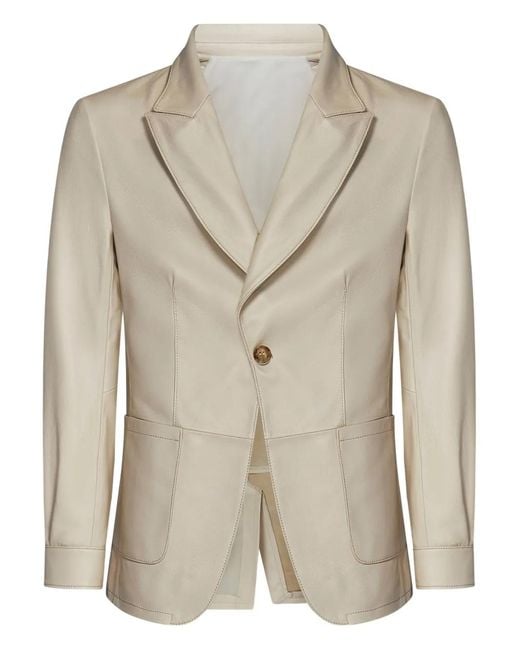 Franzese Collection Natural Single-Button Patch-Pocket Blazer for men