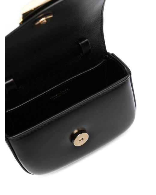 Mini sac à plaque logo Ferragamo en coloris Black