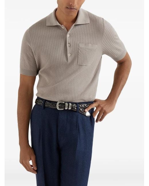 Brunello Cucinelli Gray Short Sleeve Polo for men