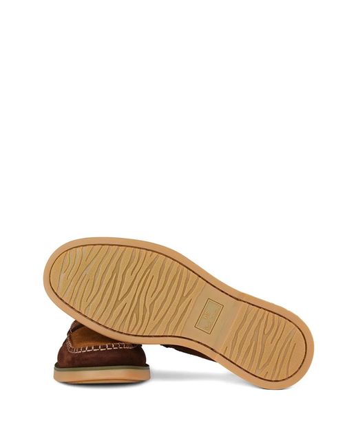 Paul Smith Brown Contrast-Stitching Suede Loafers for men
