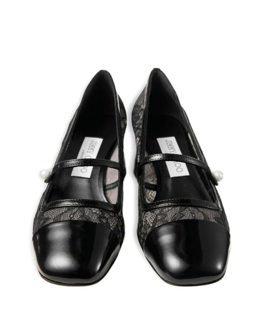 Jimmy Choo Black 45Mm Elisa Lace-Embellishment Pumps