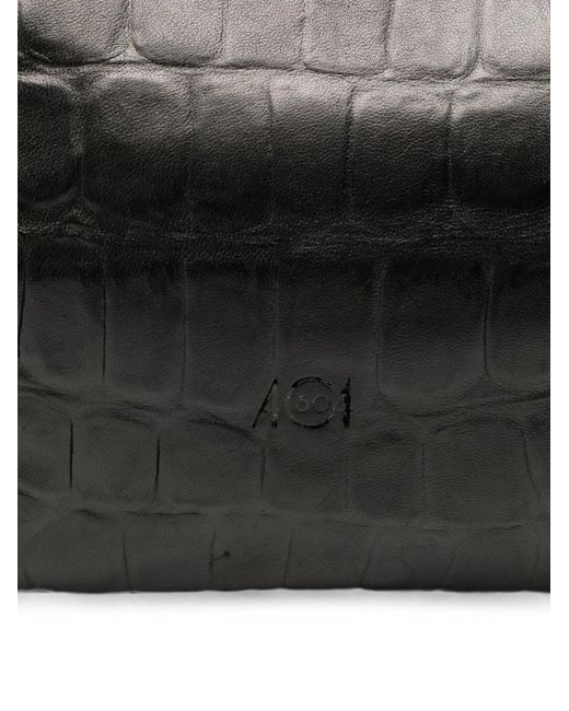 AUTENTICA 504 Black Croc-Effect Leather Shoulder Bag