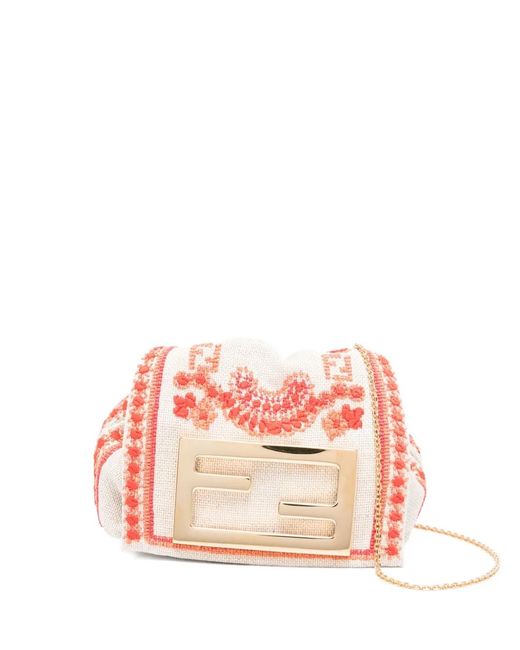 Fendi Pink Mamma Baguette Embroidered Mini Bag