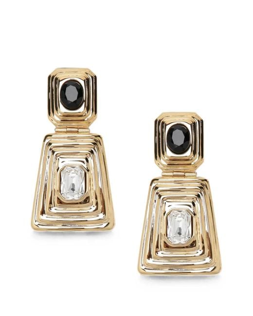 Alessandra Rich Metallic Crystal-Embellished Geometric Earrings