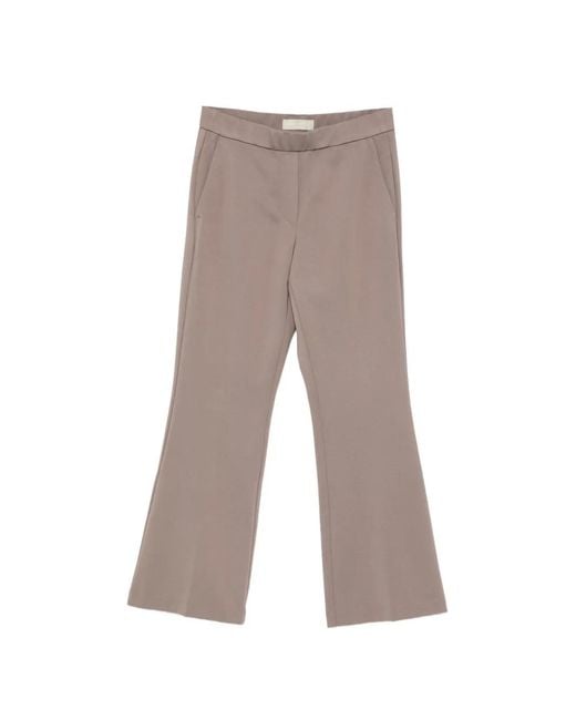 Marc O' Polo Gray Elasticated-Waist Cropped Flared Trousers