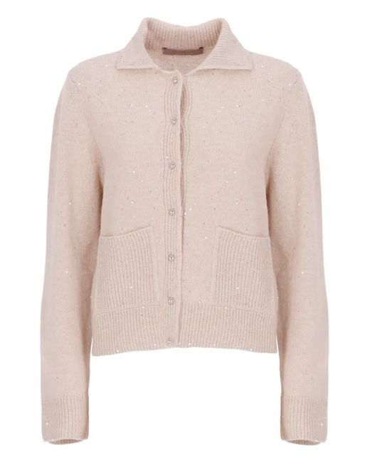 D.exterior Pink Paillettes Welt-Pocket Cardigan