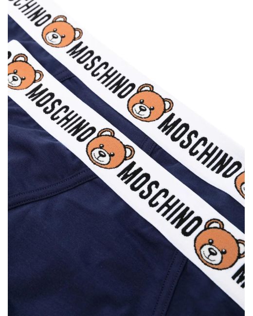 Moschino Blue Teddy Bear Logo-Trim Brief Pack (Pack Of Two) for men
