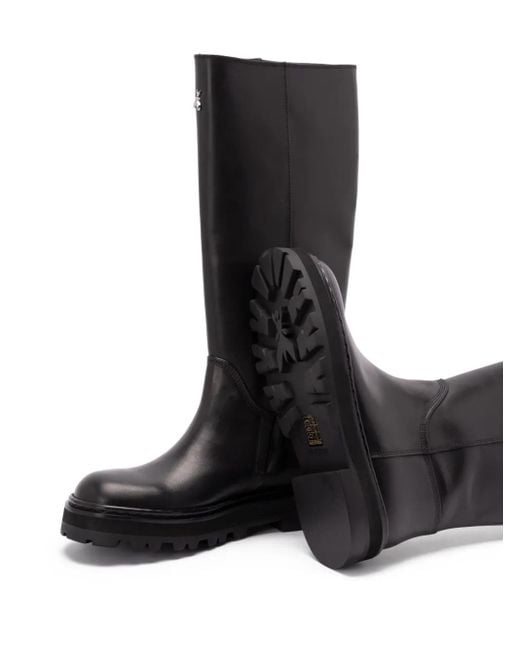 Patrizia Pepe Black 50Mm Zip-Detail Knee-High Boots