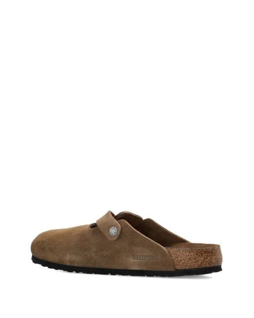 Birkenstock Brown Boston Buckle Suede Mules for men