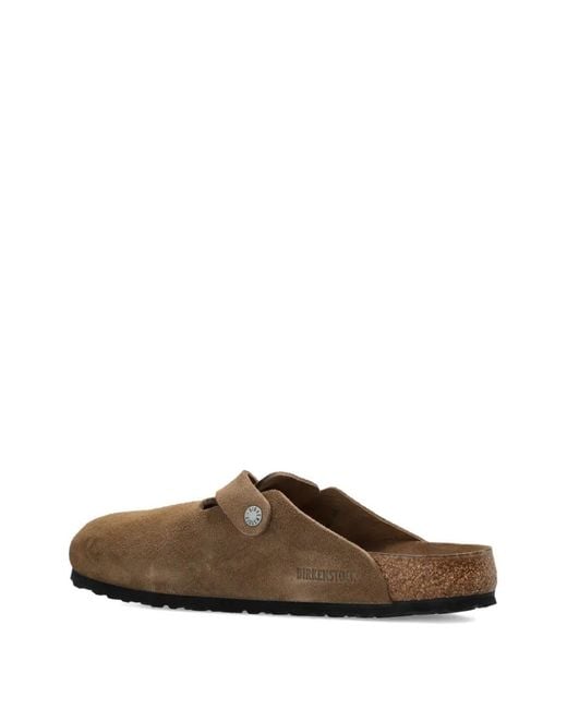 Birkenstock Brown Boston Buckle Suede Mules for men