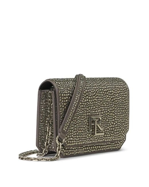 Ralph Lauren Gray Crystal-Embellished Satin Bag