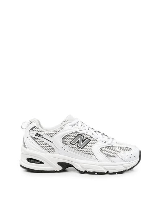 New Balance White 530 Mesh-Panel Sneakers