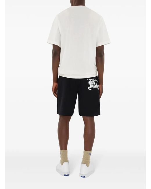 Burberry Black Ekd Straight-Leg Cotton Shorts for men