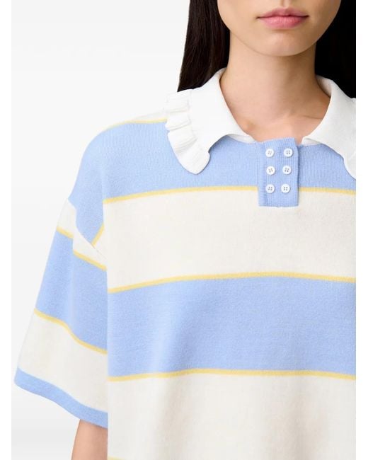 Claudie Pierlot Blue Striped Knit Polo