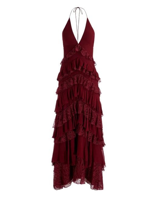 Alice + Olivia Red Liana V-Neck Maxi Dress