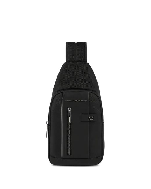 Piquadro Black Logo-Plaque Sling Bag for men