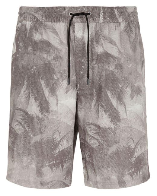 Pantalones cortos de chándal con estampado de palmeras Emporio Armani de hombre de color Gray