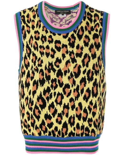 Comme des Garçons Multicolor Leopard Print Sweater Vest for men