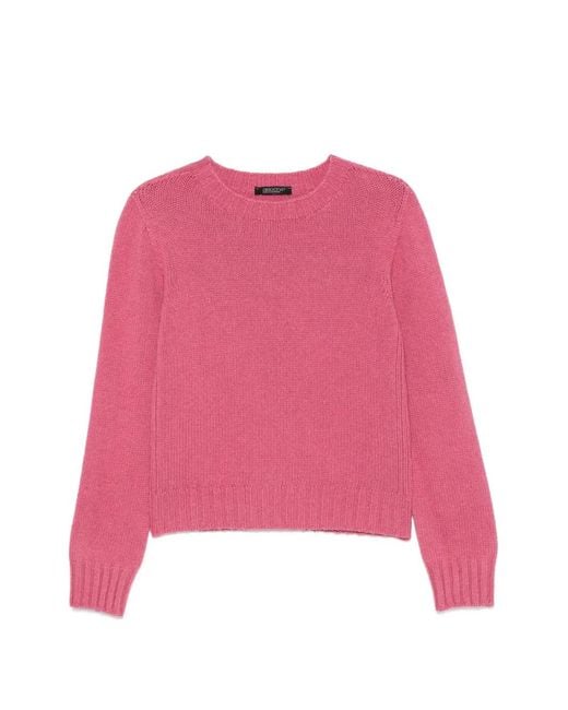 Aragona Pink Pull En Maille Côtelée À Col Ras-De-Cou