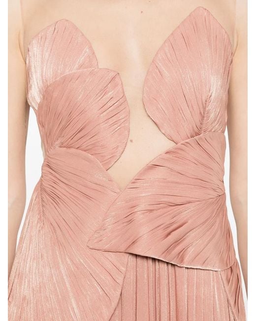 Costarellos Pink Serenne Lame Georgette Gown