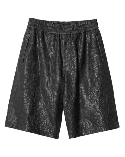 Burberry Gray Grained-Effect Leather Shorts for men
