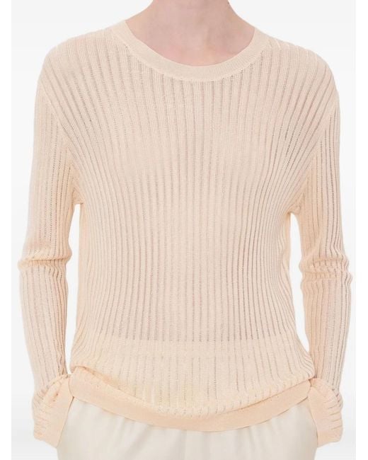 Loulou de Saison Natural Hedora Semi-Sheer Ribbed Jumper