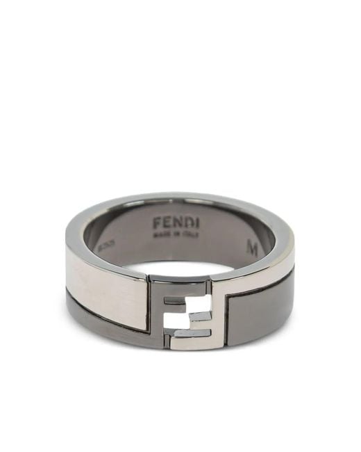 Fendi White Logo Ring for men