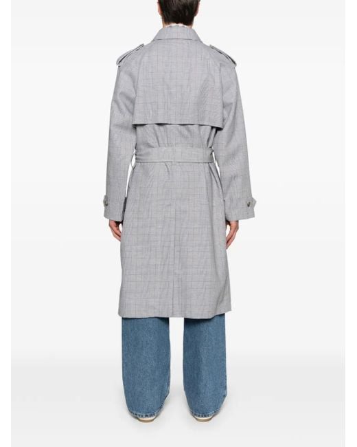 Manteau Ceinturé À Carreaux Lacoste pour homme en coloris Gray