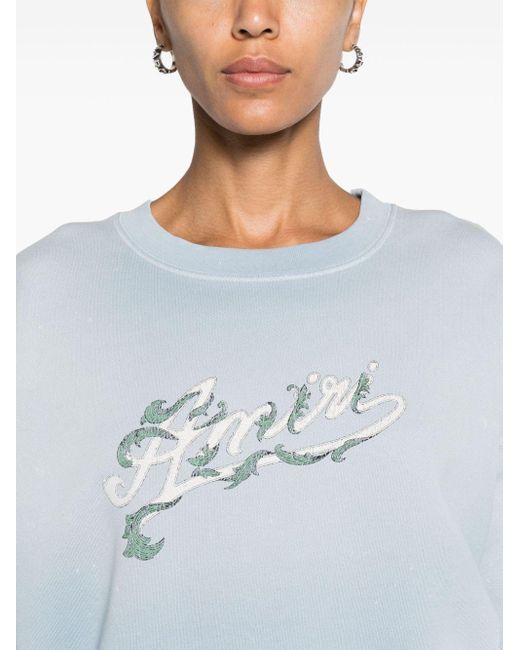 Amiri Blue Filigree Logo-print Sweatshirt - Women's - Cotton