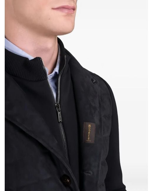 Moorer Blue Quilted Buttoned-Up Blazer for men