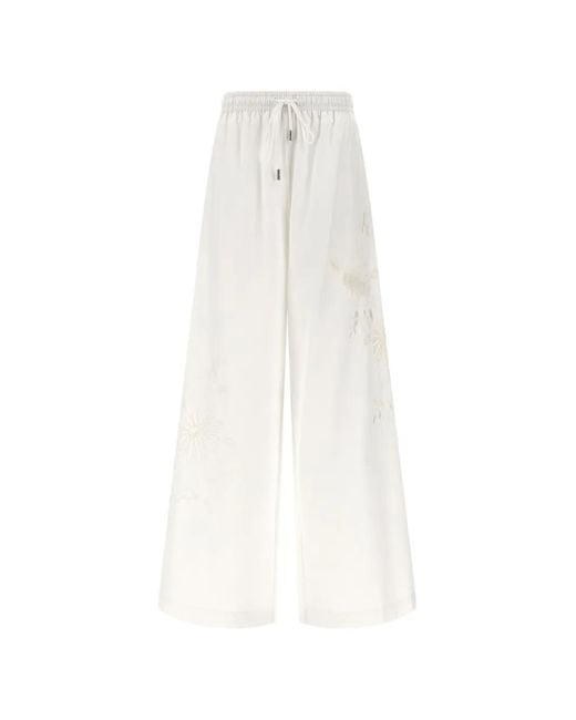 Ermanno Scervino White Lace-insert Trousers