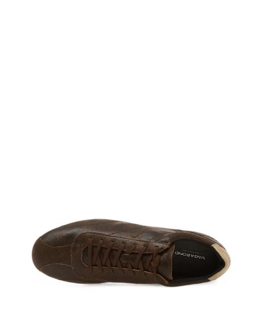 Vagabond Brown Hollie Distressed-Effect Lace-Up Low-Top Sneakers