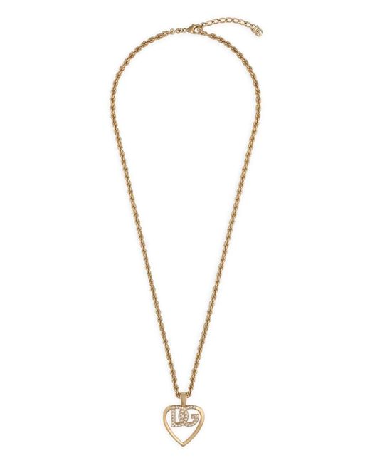 Dolce & Gabbana Metallic Logo-Pendant Necklace