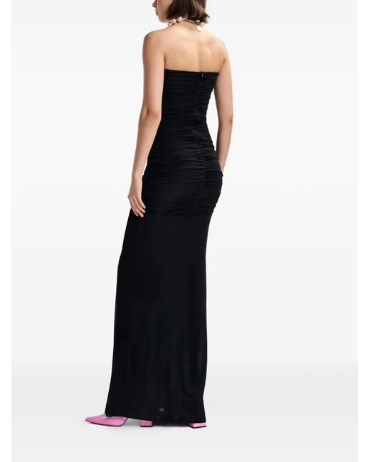 Essentiel Antwerp Black Cut-Out-Detail Ruched Maxi Dress