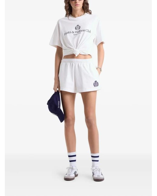 Sporty & Rich White H&W Embroidered Shorts