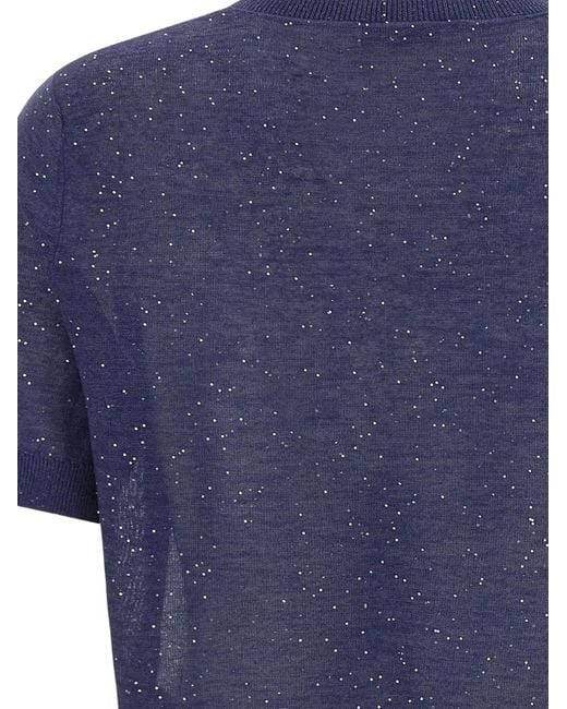 Kangra Blue Sequin Crew-Neck Sweater