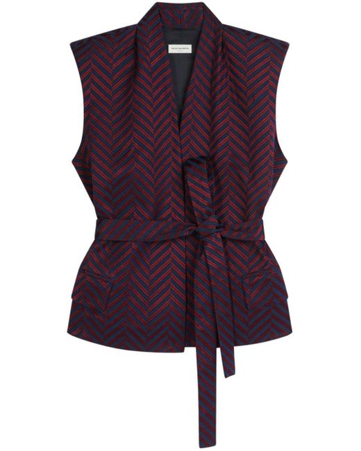 Dries Van Noten Purple Stripe-pattern Cotton Vest