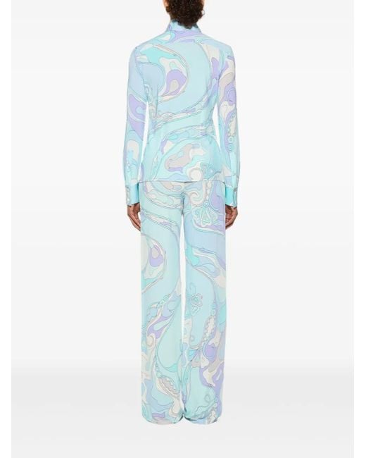 Emilio Pucci Blue Orchidee-Print Shirt