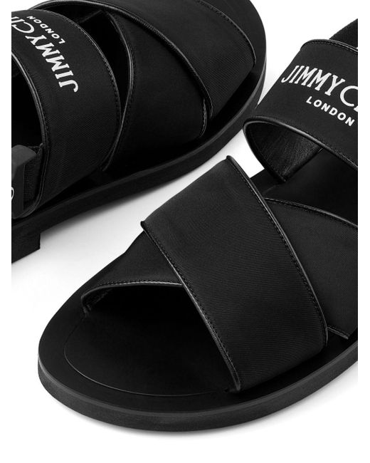 Jimmy Choo Black Jude Logo-print Leather Sandals for men