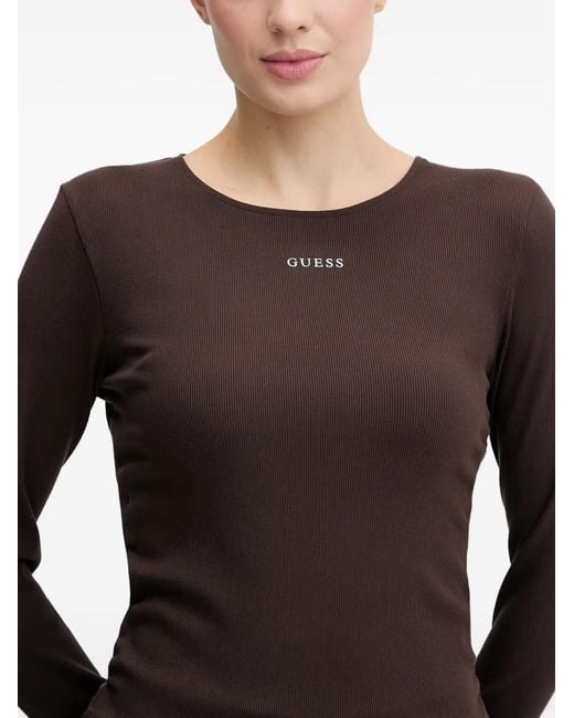 Guess Black Nat Long-Sleeved Ribbed T-Shirt