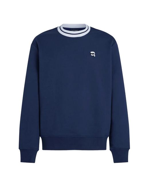 Karl Lagerfeld Blue Ikon Striped-Neck Sweatshirt for men