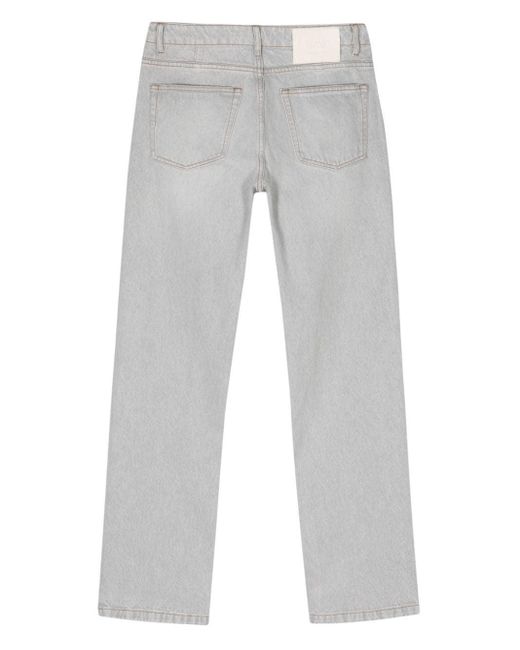 AMI Gray Low-rise Straight-leg Jeans
