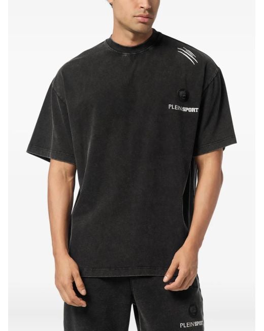 Philipp Plein Black Logo-Plaque T-Shirt for men