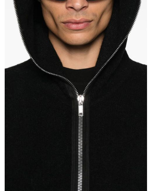 Rick Owens Black Hooded Zip-Up Hoodie for men