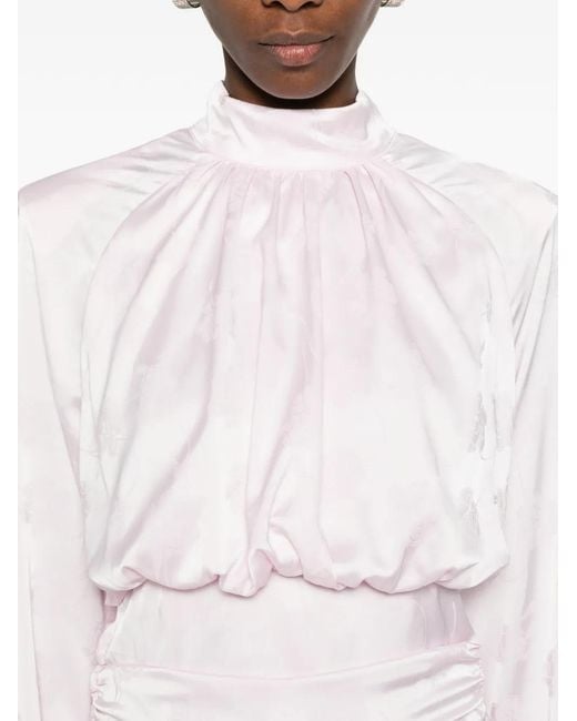 ROTATE BIRGER CHRISTENSEN Pink Blush Top With All-Over Floral Print
